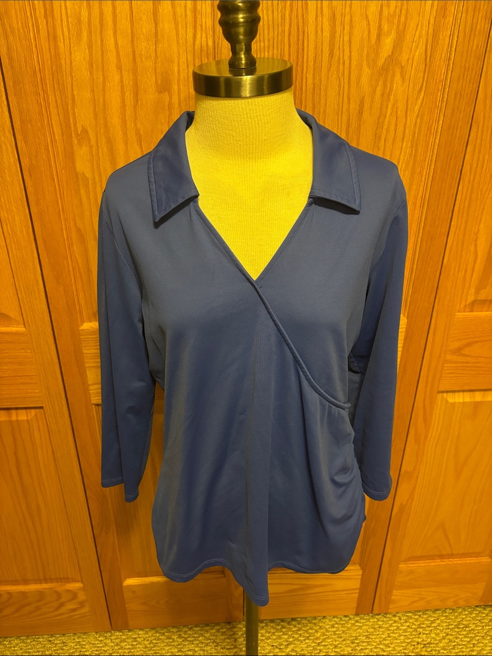 Lands' End Blue Wrap-Style Collared Tunic
